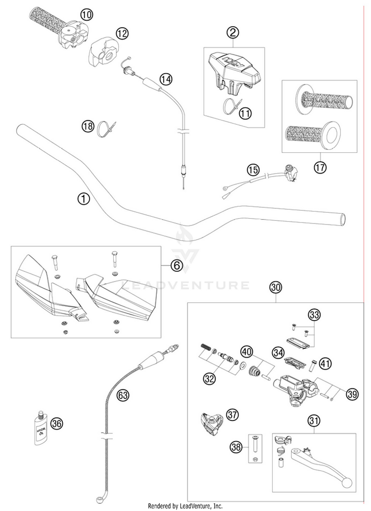 Handlebar, Controls 150 XC Chassis - 2011 Schematic