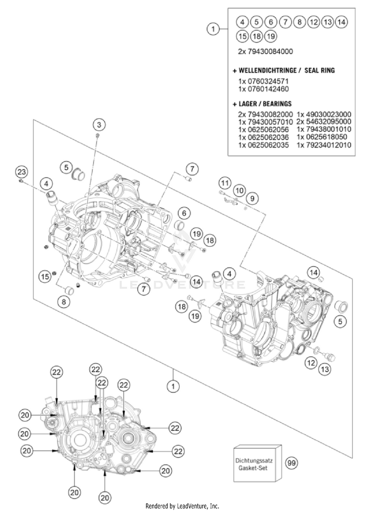 Engine Case 500 EXC-F USA Engine - 2022 Schematic