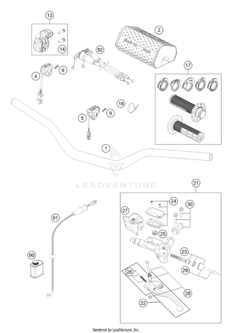 Handlebar, Controls 125 SX CHASSIS - 2026 Schematic