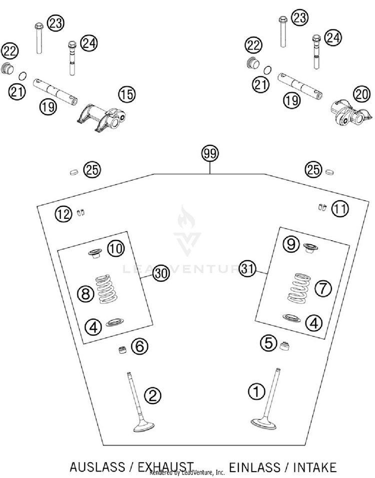 Valve Drive 500 EXC Engine - 2012 Schematic