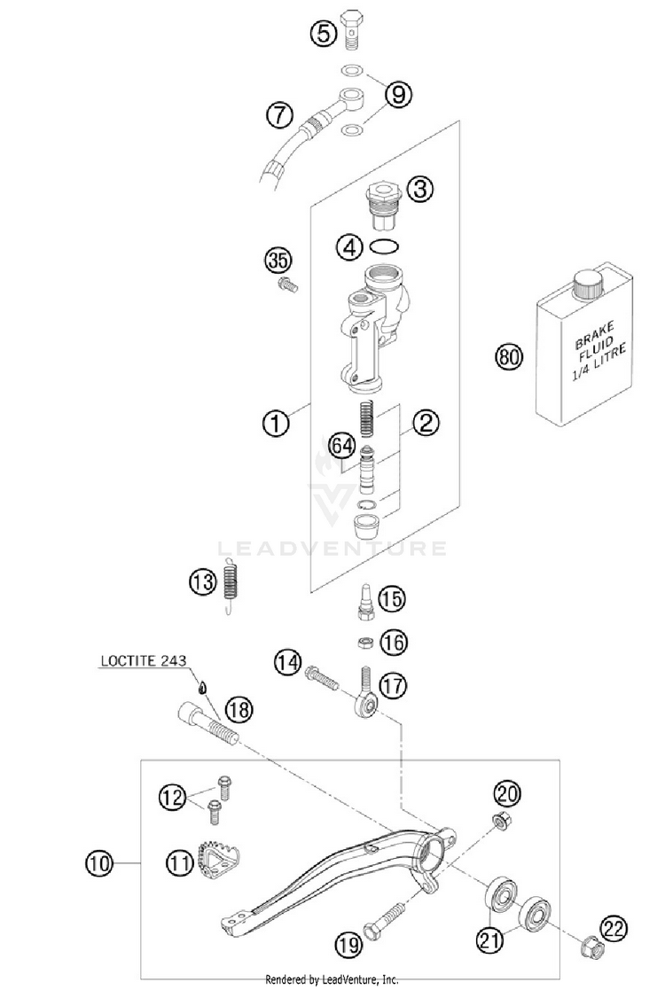 Rear Brake Control 200 XCW Chassis - 2012 Schematic