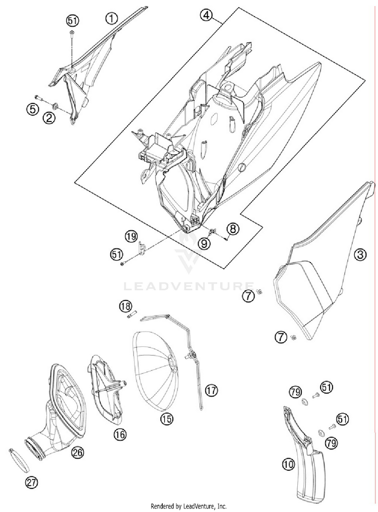 Air Filter 250 XC Chassis - 2012 Schematic