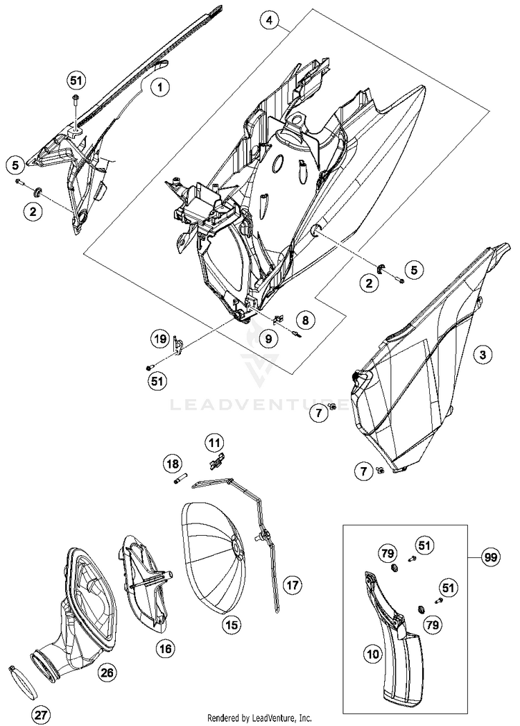 Air Filter 250 SX Chassis - 2016 Schematic