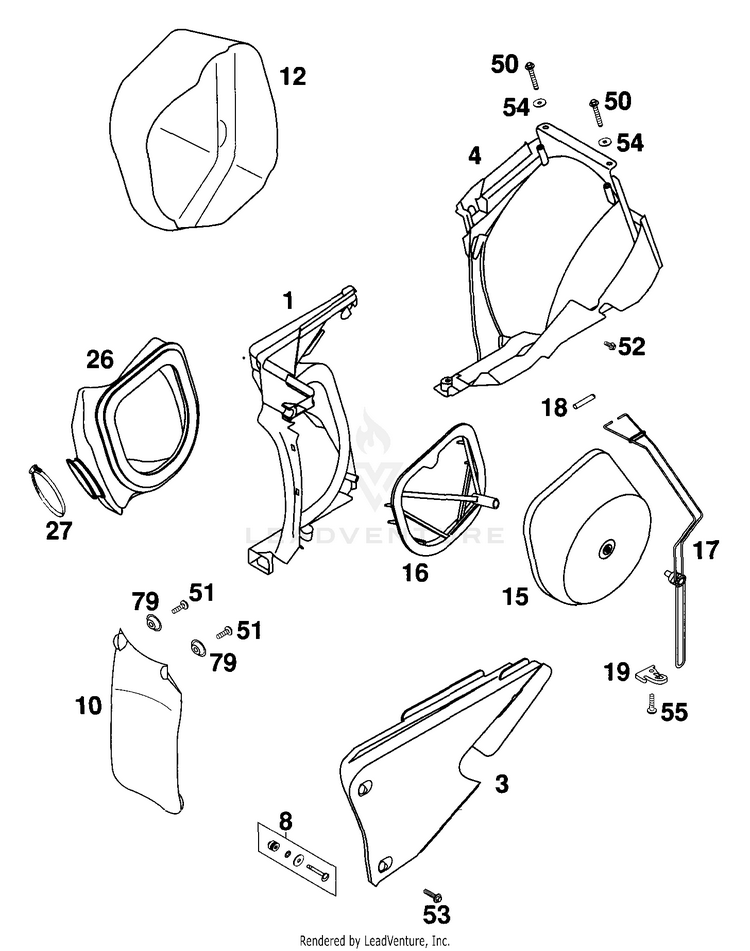 Air Filter Box 125 EXC Chassis - 2000 Schematic