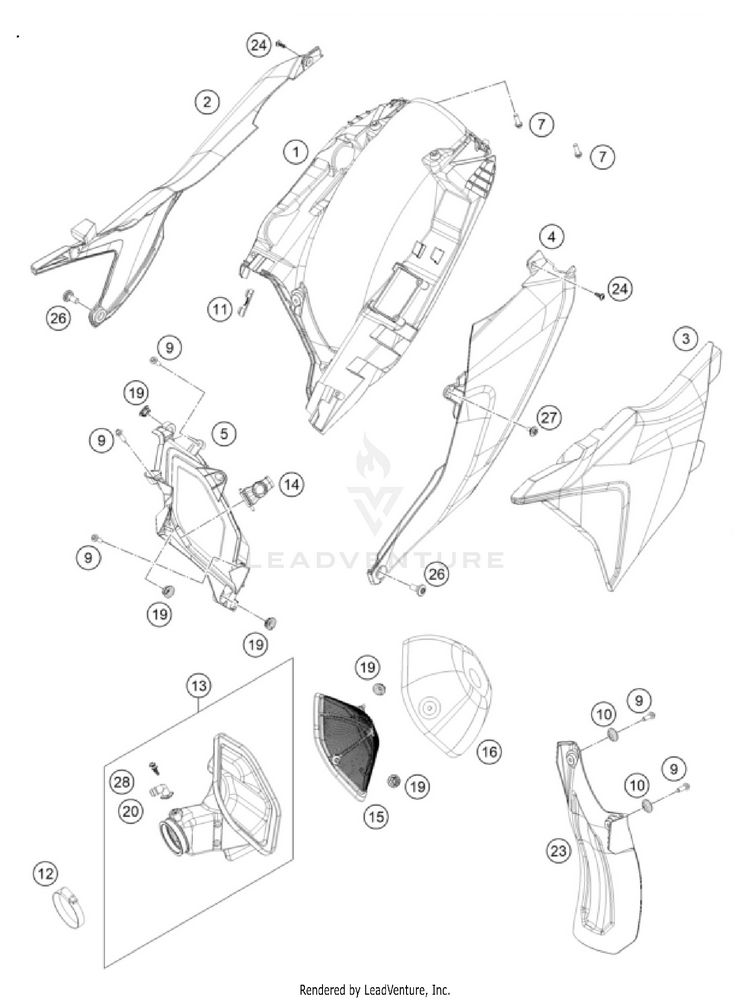 Air Filter 500 EXC-F CHASSIS - 2026 Schematic