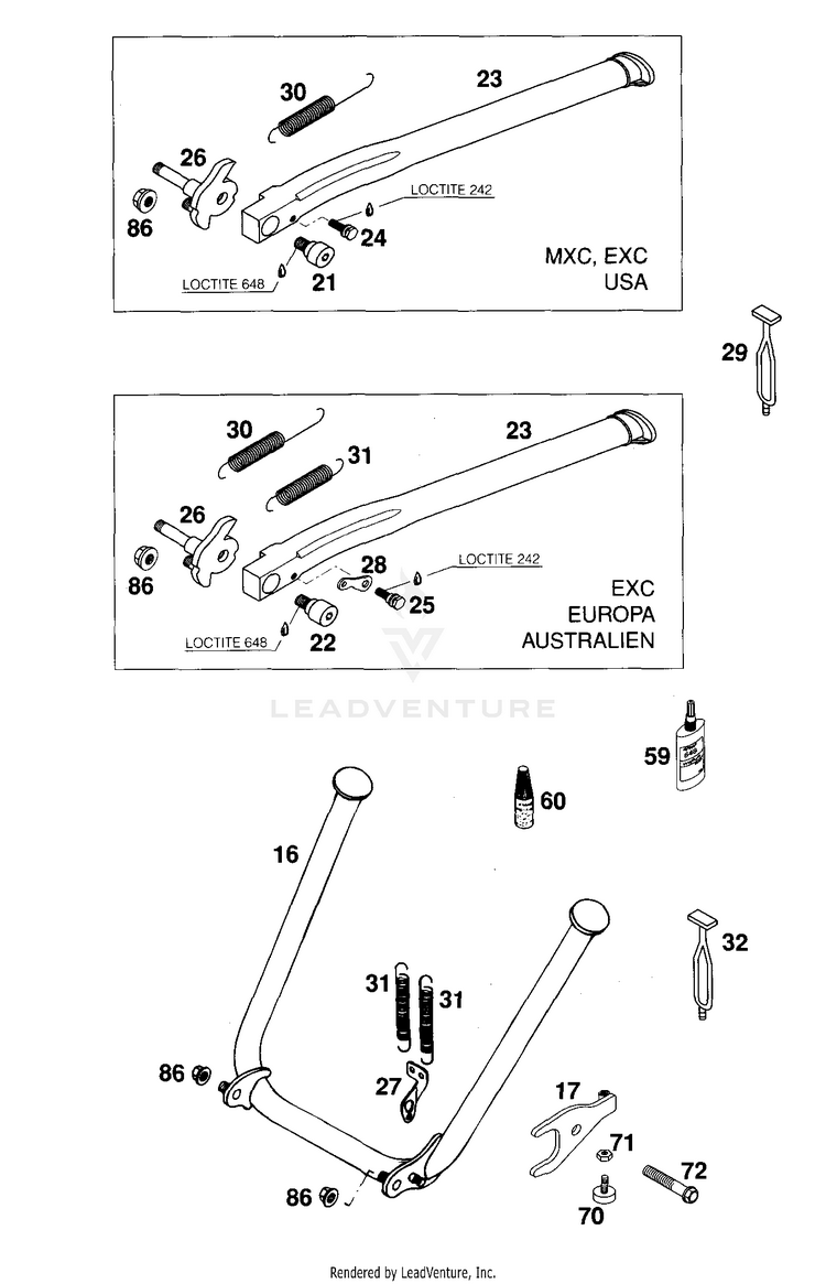 Side- And Centerstand 250 EXC Chassis - 2000 Schematic