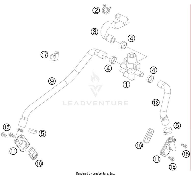 Secondary Air System 990 Supermoto R Engine - 2010 Schematic