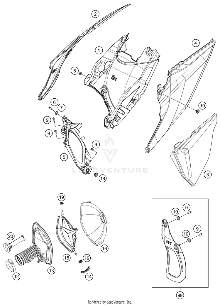 Air Filter 500 EXC-F SIX DAYS Chassis - 2021 Schematic