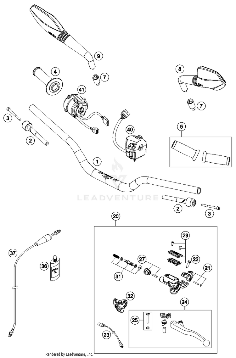 Handlebar, Controls 690 DUKE WHITE Chassis - 2016 Schematic