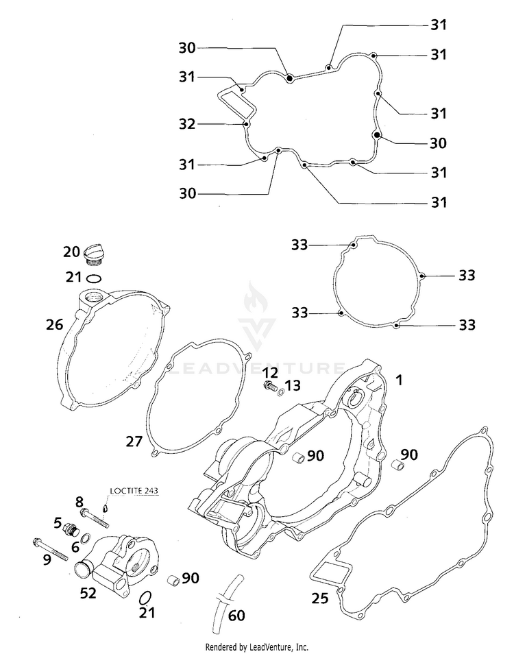 Clutch Cover 200 EXC Engine - 2001 Schematic