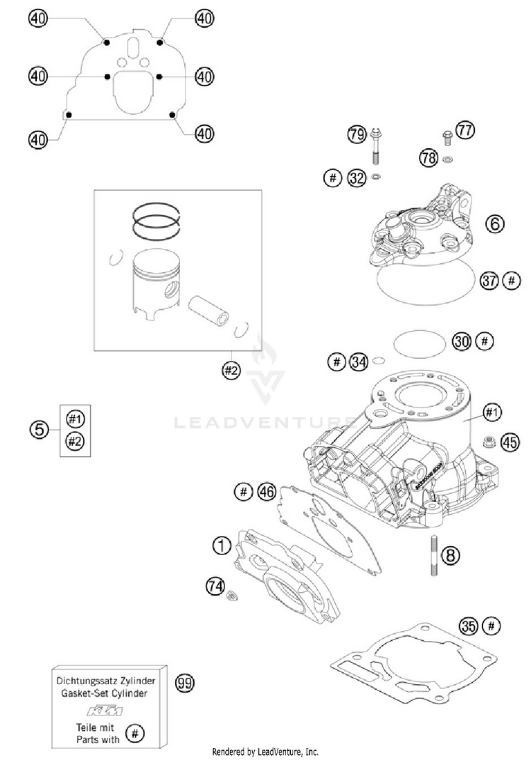 Cylinder, Cylinder Head 150 XC Engine - 2012 Schematic