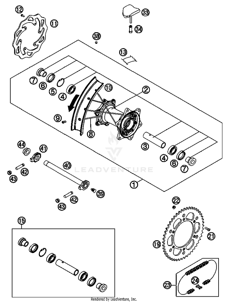 Rear Wheel 350 EXC-F USA Chassis - 2013 Schematic