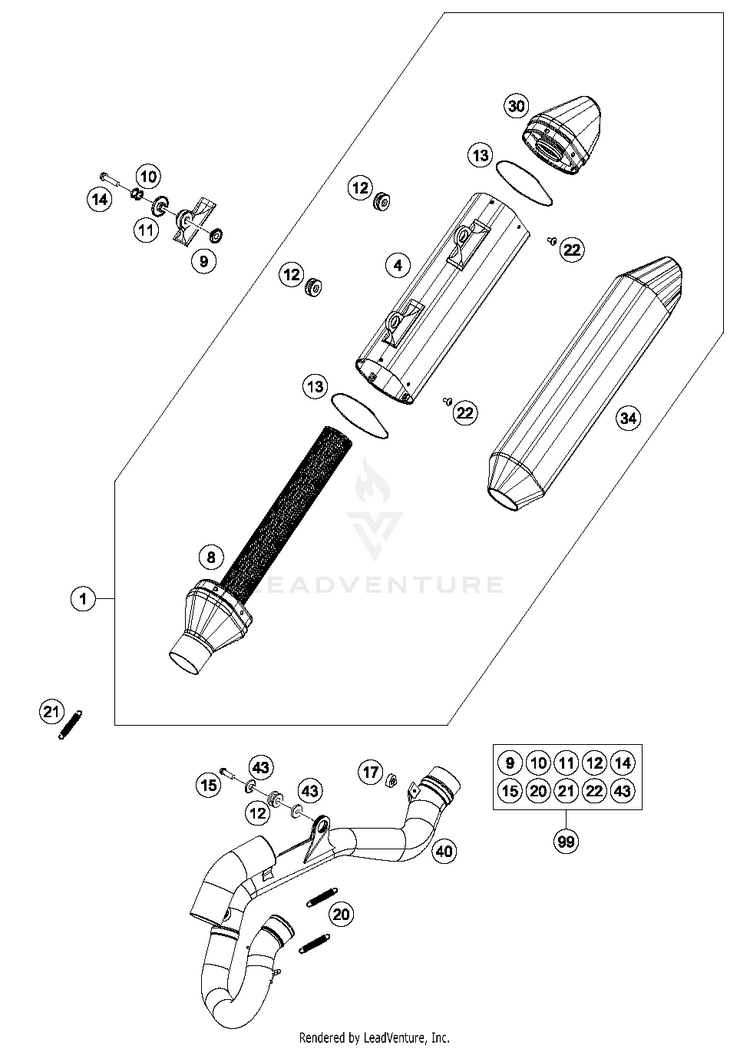 Exhaust System 350 SX-F CHASSIS - 2018 Schematic
