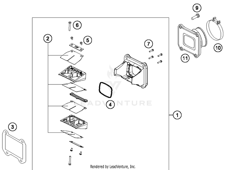 Reed Valve Case 300 XCW Sixdays Engine - 2014 Schematic
