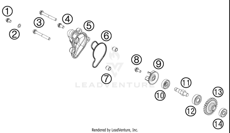 Water Pump 65 XC Engine - 2009 Schematic