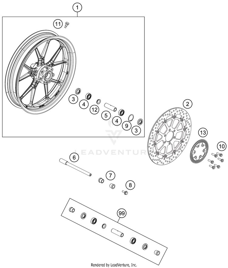 Front Wheel RC 390 BLACK CHASSIS - 2018 Schematic