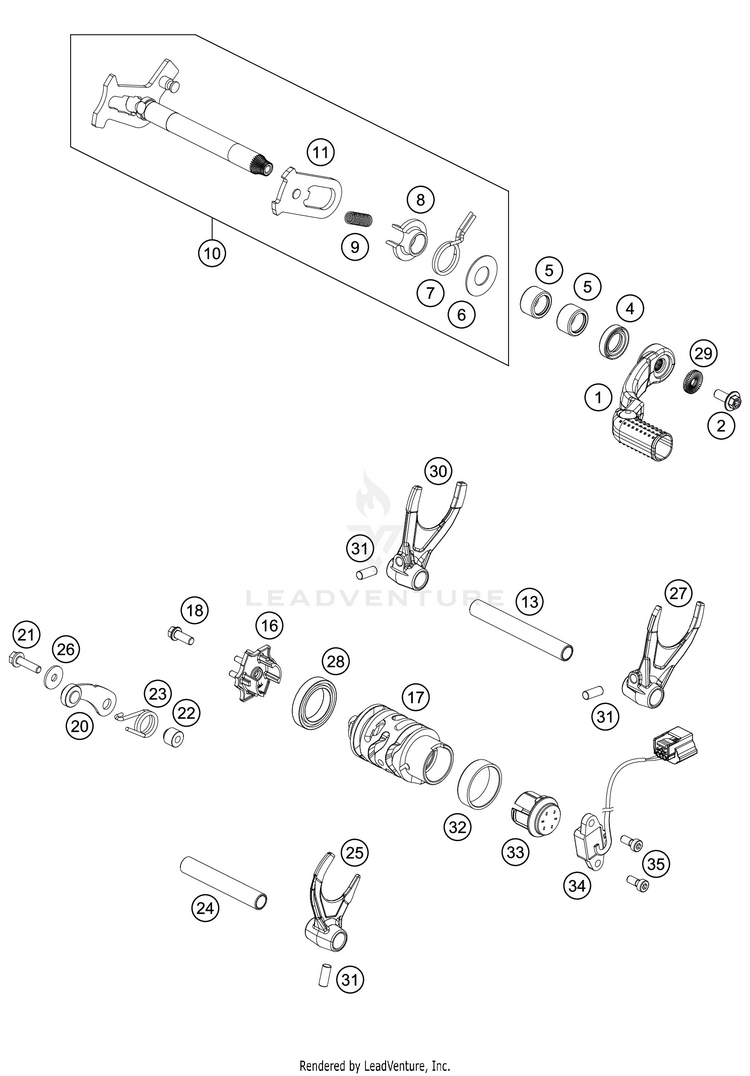 Shifting Mechanism 500 EXC-F 500 EXC-F SIX DAYS Engine - 2021 Schematic