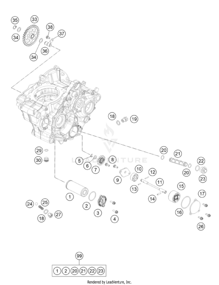 Lubricating System 250 SX-F Engine - 2023 Schematic