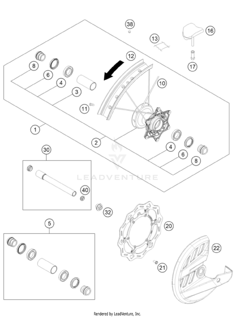 Front Wheel 350 SX-F CHASSIS - 2025 Schematic