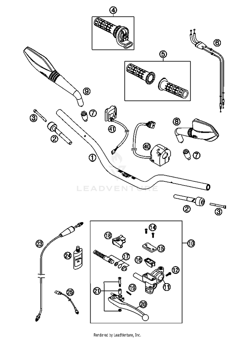 Handlebar, Controls 690 Supermoto Orange Chassis - 2007 Schematic