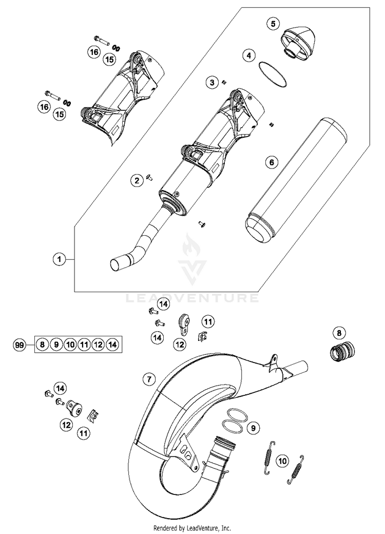 Exhaust System 150 SX CHASSIS - 2017 Schematic