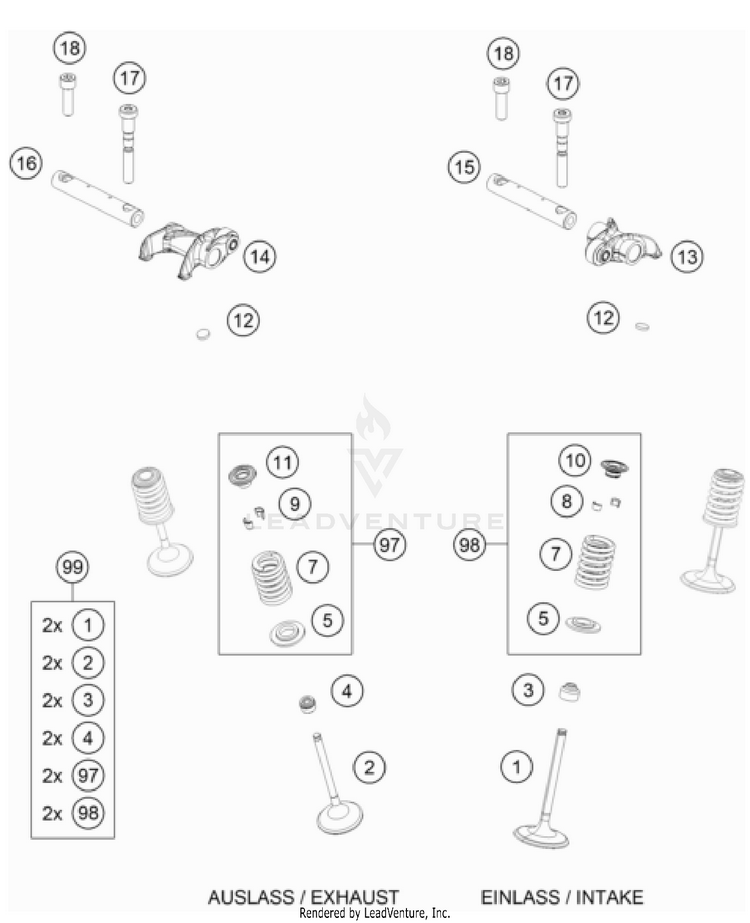 Valve Drive 500 EXC-F USA Engine - 2022 Schematic