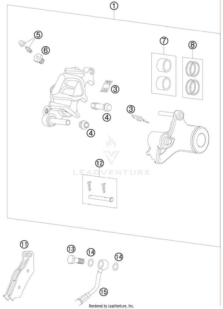 Brake Caliper Rear 990 Supermoto R Chassis - 2010 Schematic