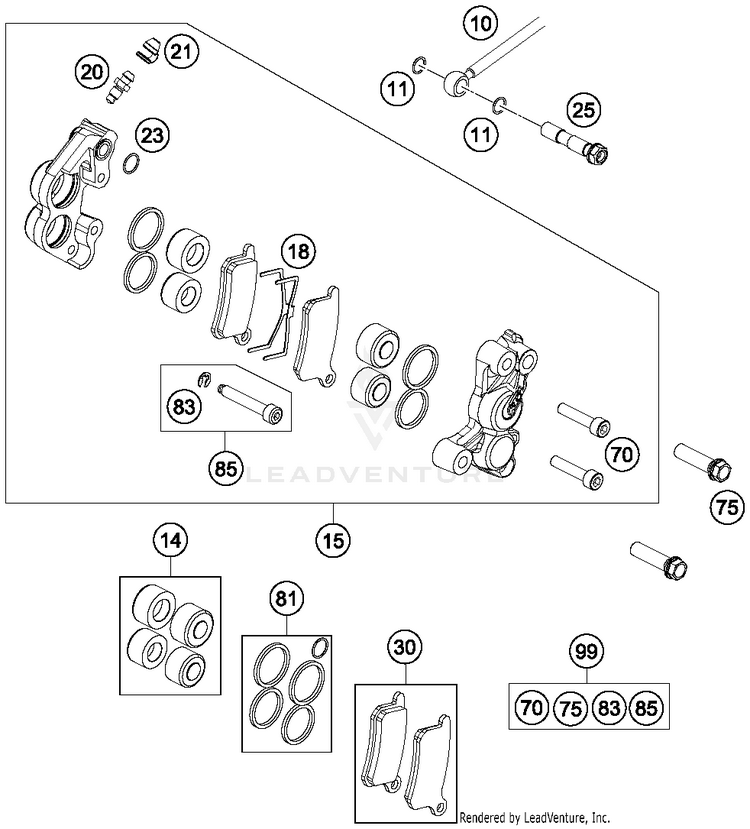 Brak Caliper Front 65 SX Chassis - 2015 Schematic