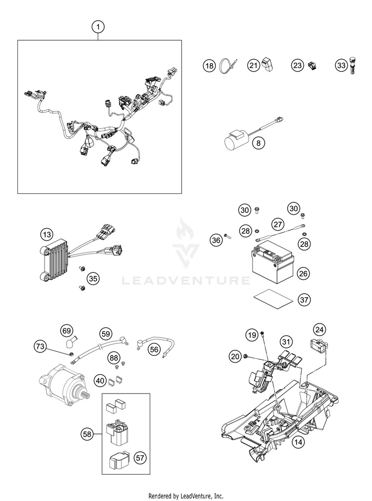 Wiring Harness 250 XC TPI CHASSIS - 2020 Schematic