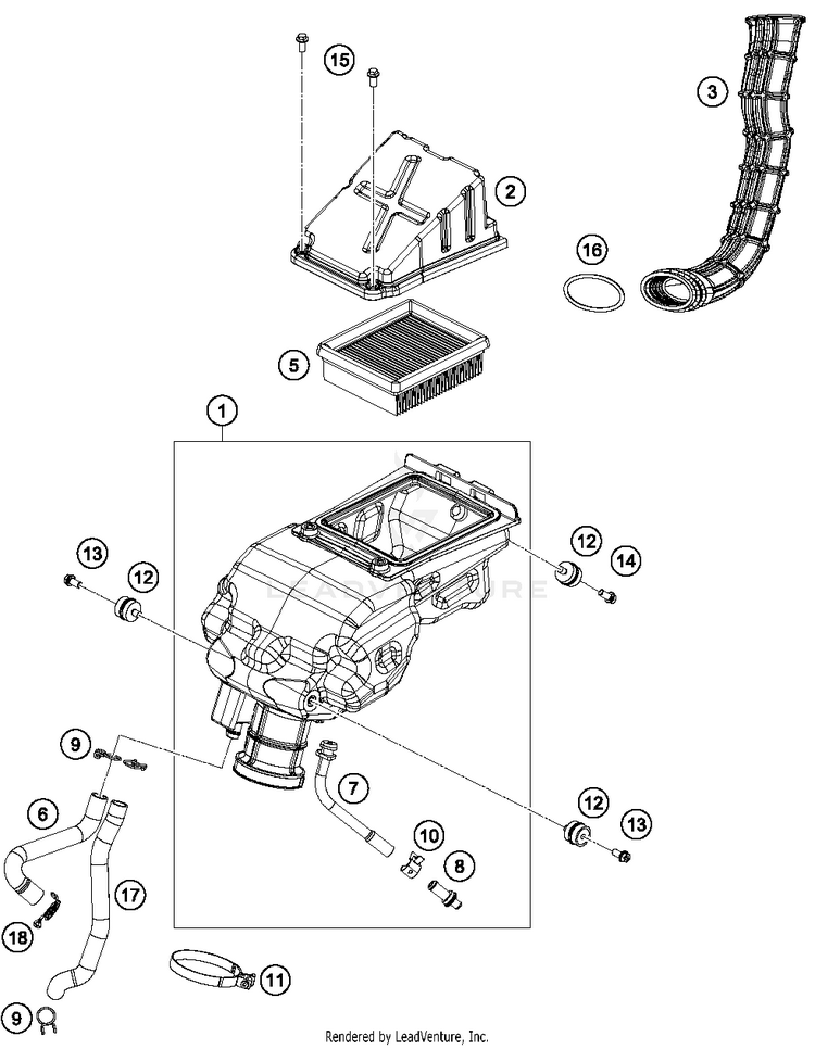 Air Filter RC 390 CUP USA Chassis - 2015 Schematic