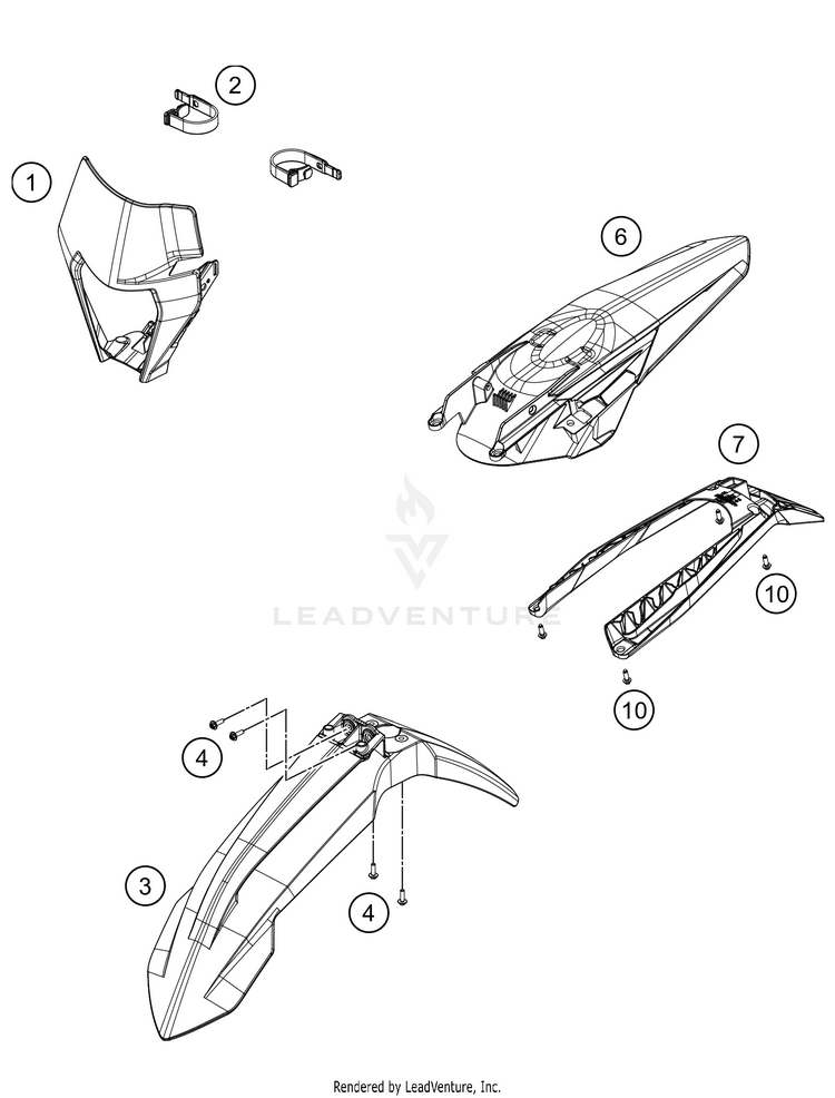 Mask, Fenders 250 XC-W TPI Chassis - 2021 Schematic