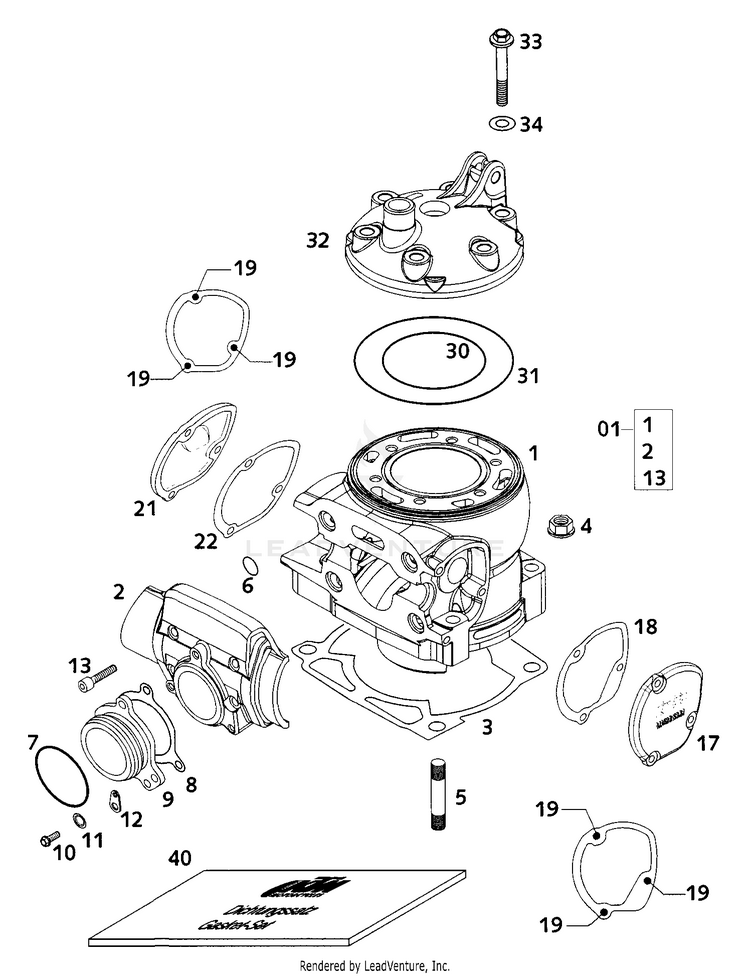 Cylinder 250 MXC Engine - 2001 Schematic