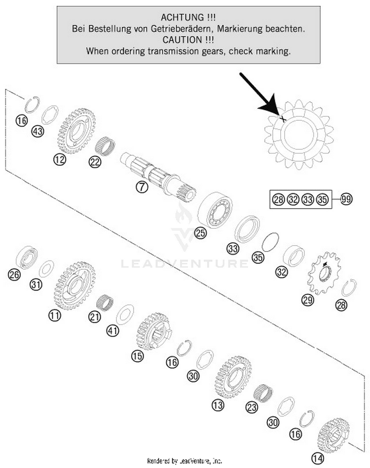 Transmission Il - Countershaft 250 SX Engine - 2016 Schematic