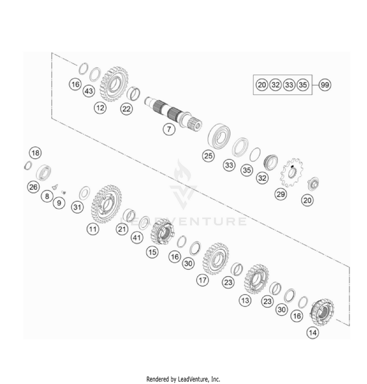 Transmission Ii - Countershaft 350 EXC-F USA Engine - 2023 Schematic