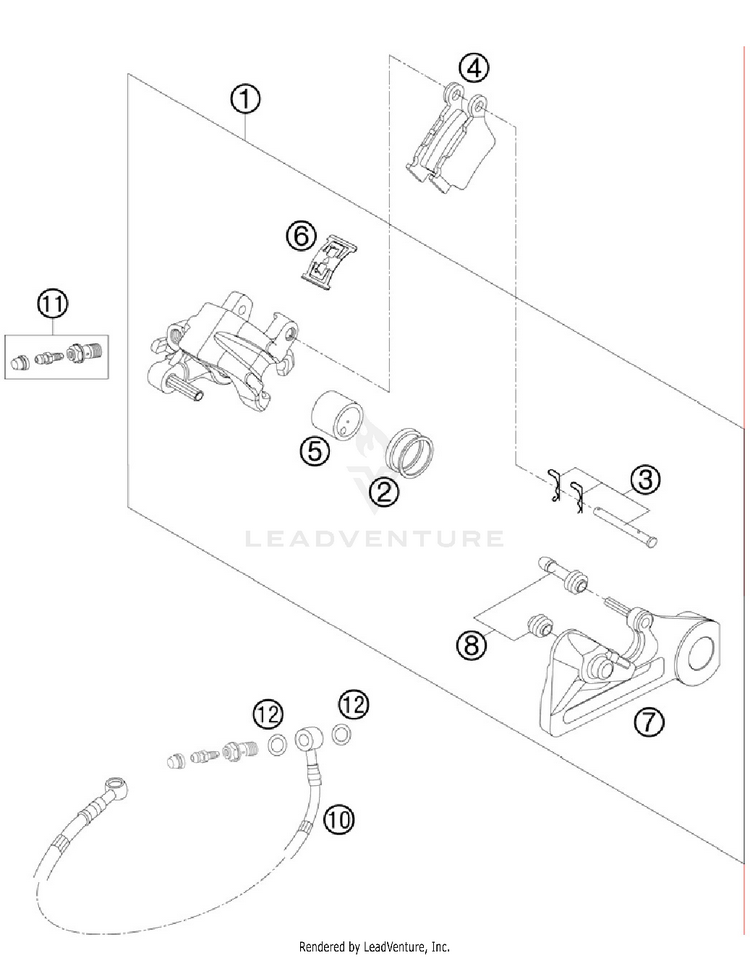 Brake Caliper Rear 150 XC Chassis - 2012 Schematic
