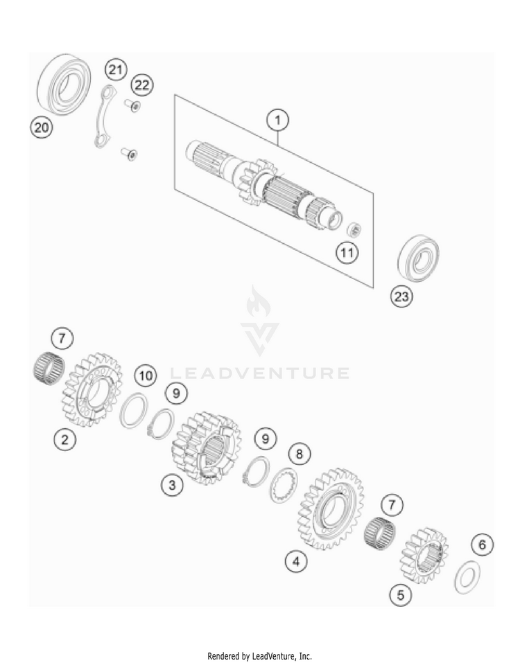 Transmission I - Main Shaft 500 EXC-F USA Engine - 2023 Schematic