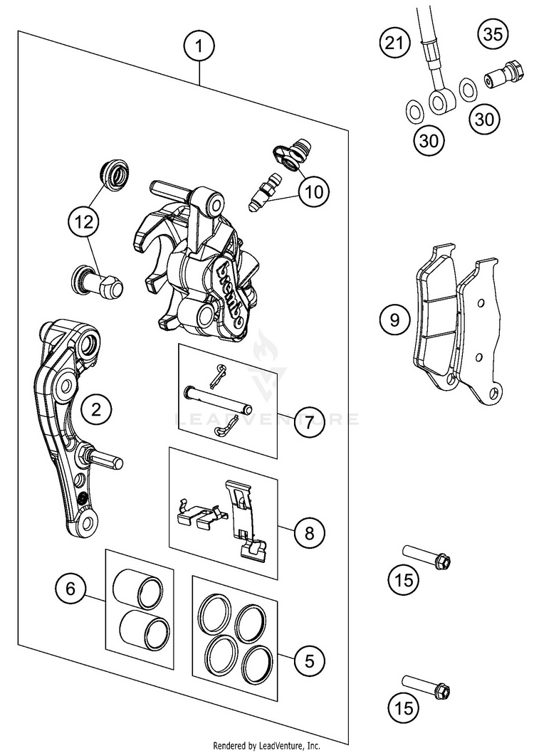 Front Brake Caliper 450 EXC-F SIX DAYS CHASSIS - 2019 Schematic