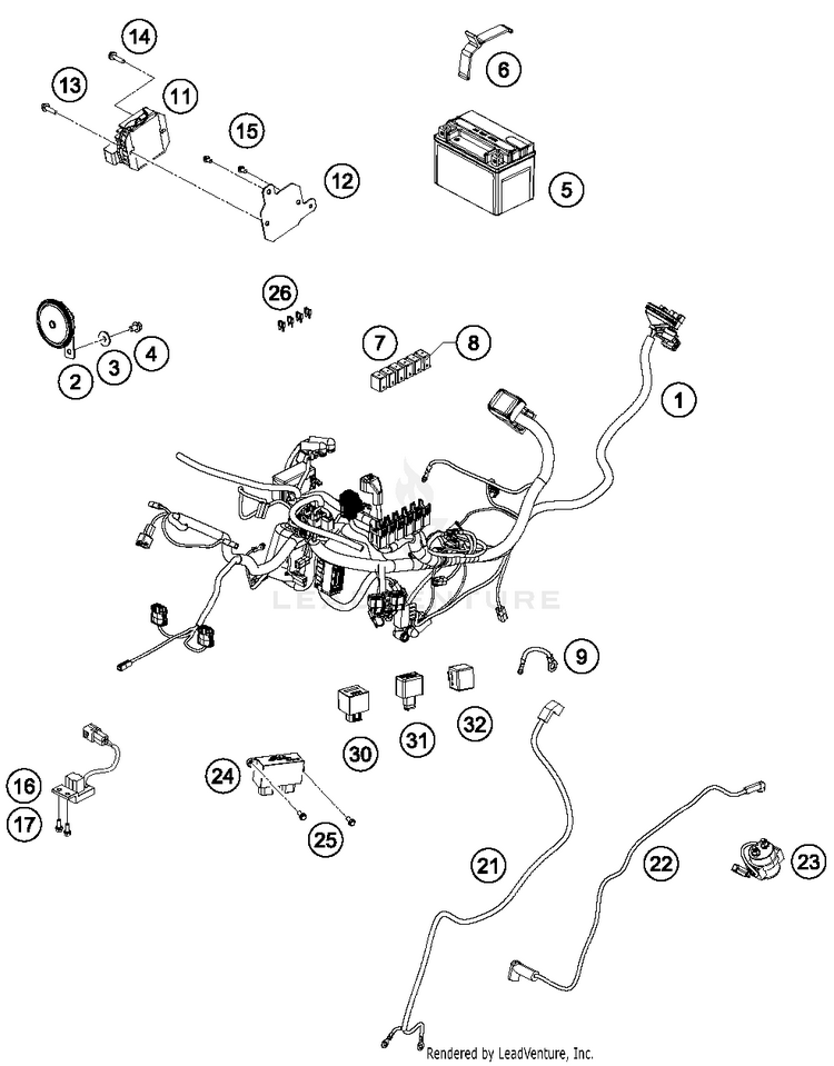 Wiring Harness RC 390 WHITE Chassis - 2015 Schematic