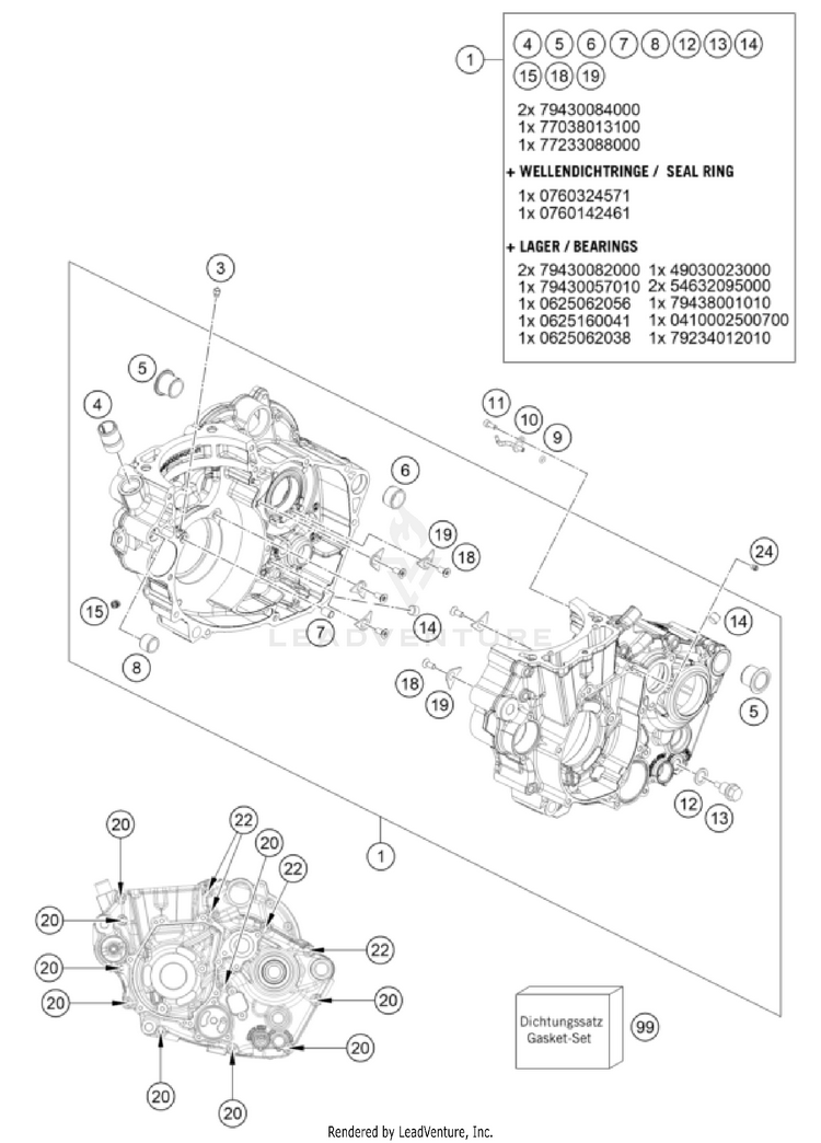 Engine Case 500 EXC US SL ENGINE - 2025 Schematic