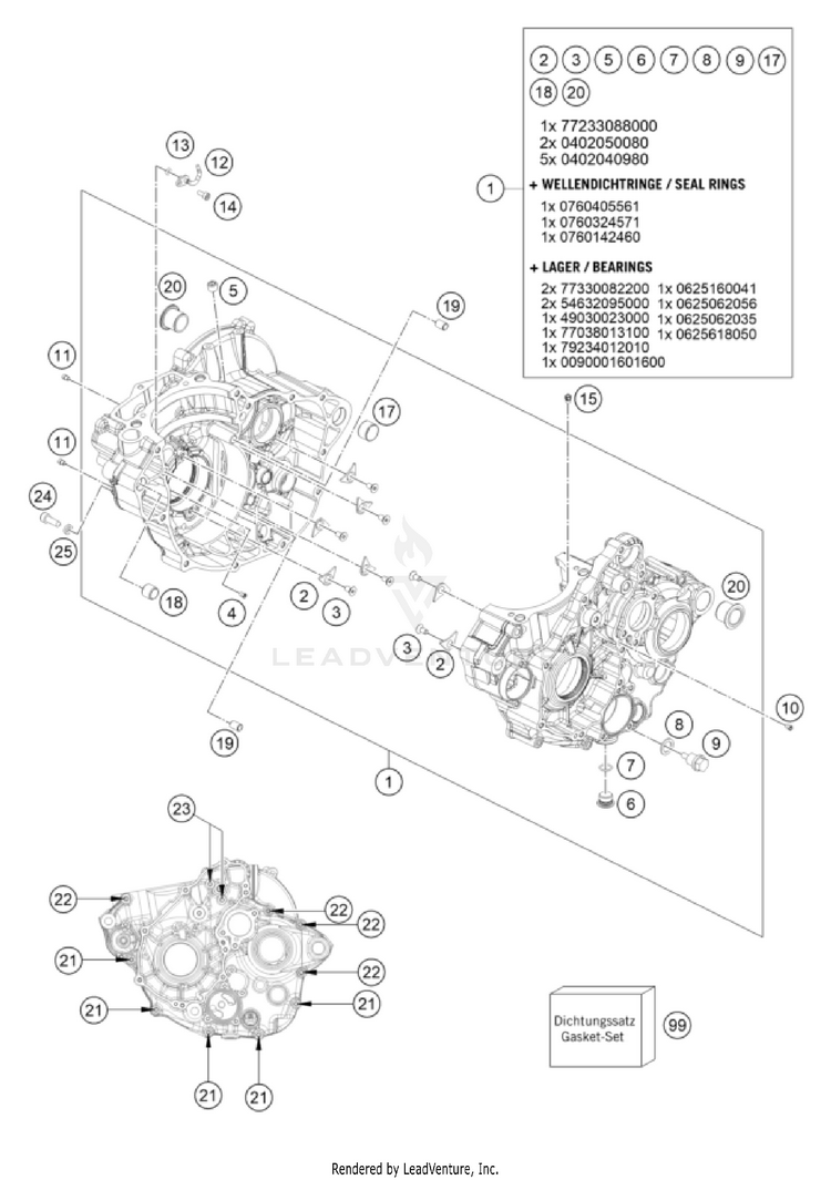 Engine Case 350 SX-F Engine - 2022 Schematic