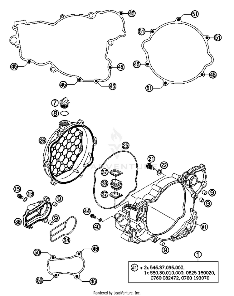 Clutch Cover 250 XC Engine - 2007 Schematic