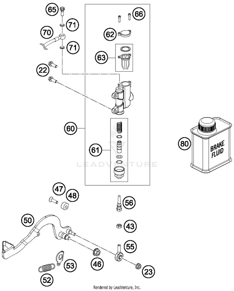 Rear Brake Control 50 SX Chassis - 2016 Schematic