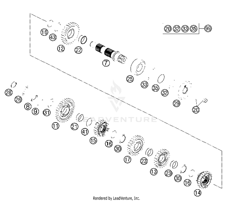 Transmission Ii - Countershaft 350 EXC-F Engine - 2013 Schematic