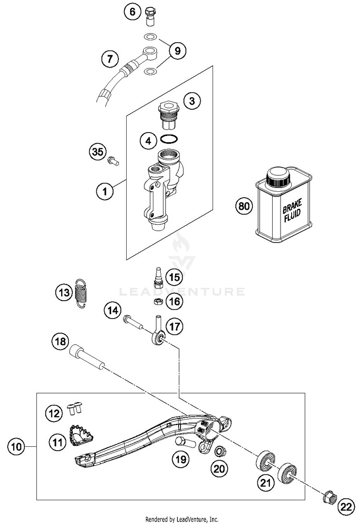Rear Brake Control 250 XC-W TPI CHASSIS - 2019 Schematic