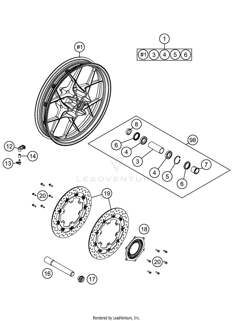 Front Wheel 1290 SUPER ADVENTURE S ORANGE CHASSIS - 2020 Schematic
