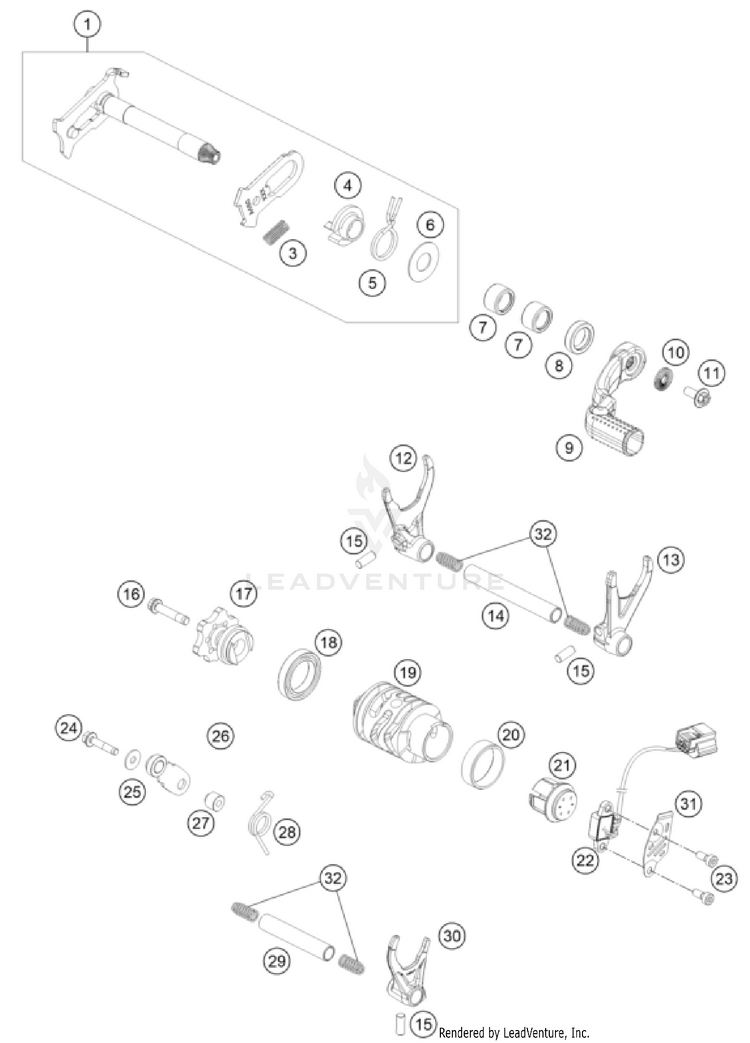 Shifting Mechanism 500 EXC US SL ENGINE - 2026 Schematic