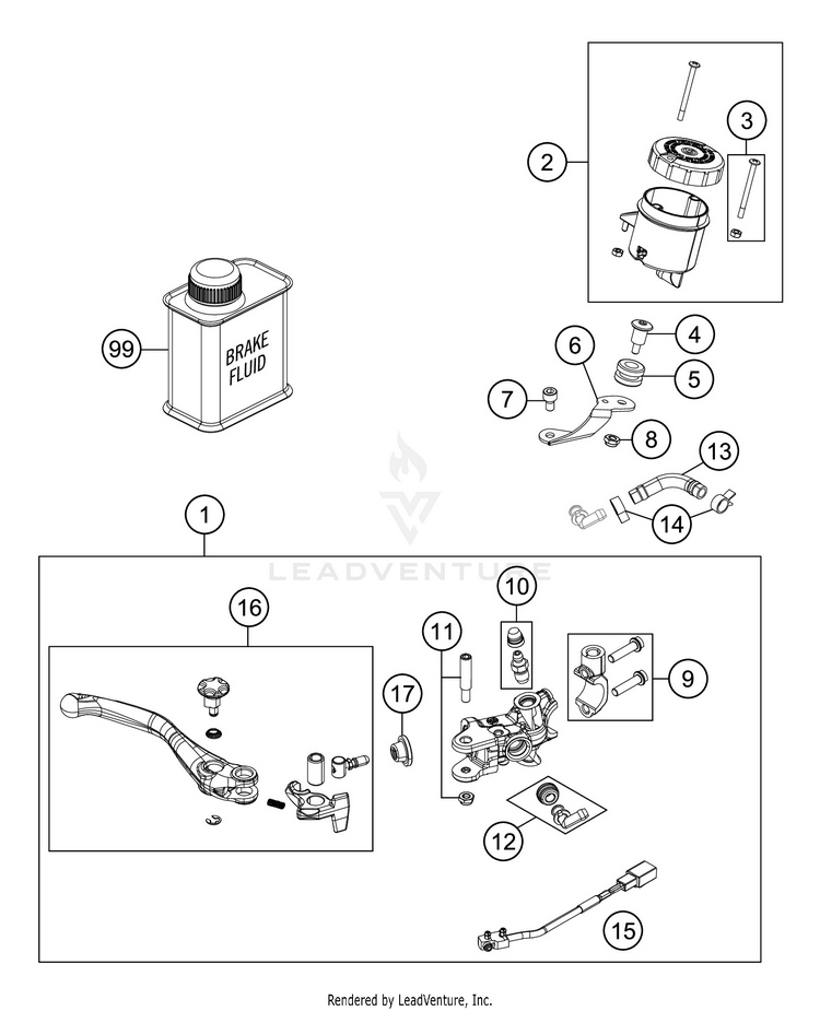 Front Brake Control 1290 SUPER ADVENTURE S SILVER CHASSIS - 2020 Schematic
