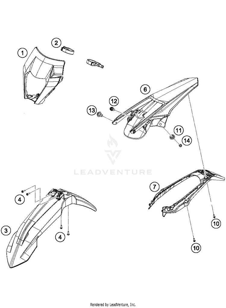 Mask, Fenders 250 XC-W TPI CHASSIS - 2018 Schematic