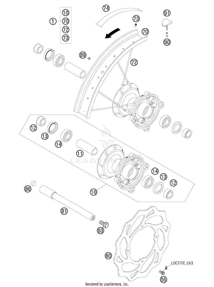 Front Wheel 85 XC Chassis - 2009 Schematic