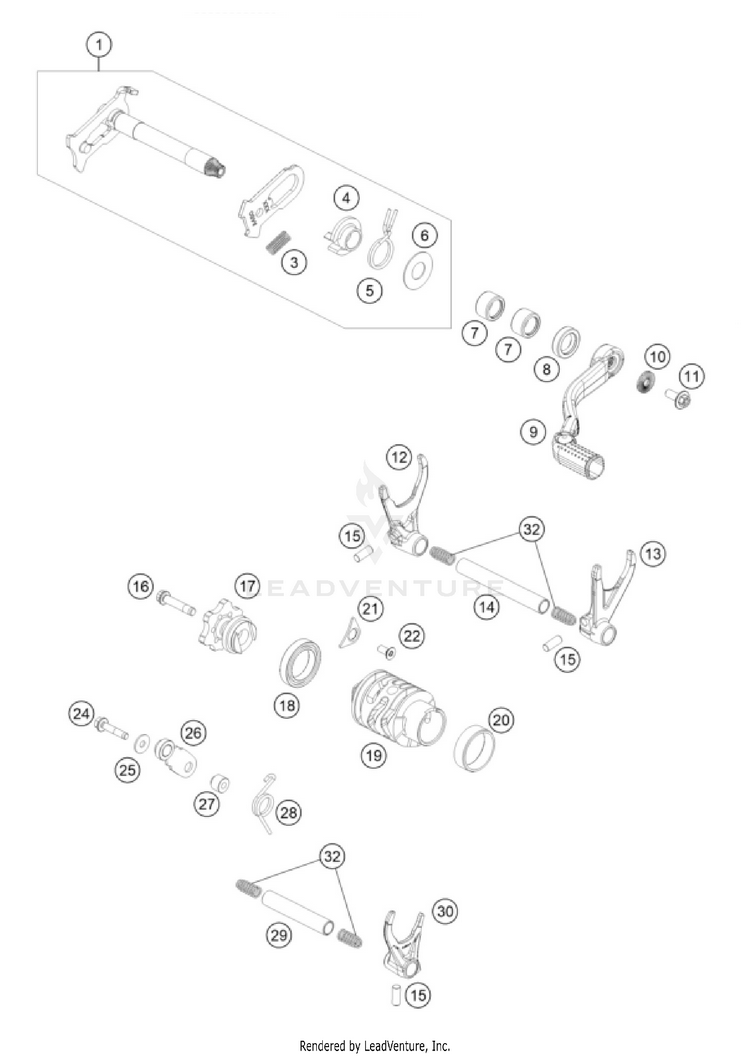 Shifting Mechanism 250 XC ENGINE - 2024 Schematic